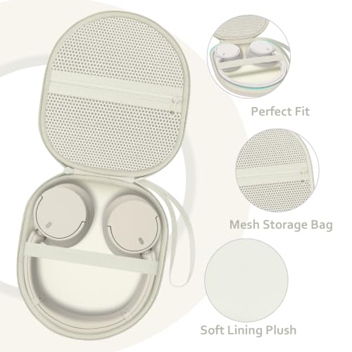 Headphone Headset Case Compatible with Soundcore by Anker Q20i/JLab/TALIX H30/JBL Tune 510BT 720BT 520BT 770NC/Sony WH-CH520 WH-CH720N/BERIBES/KVIDIO Wireless On-Ear Headphones,Cream - color: Light Khaki