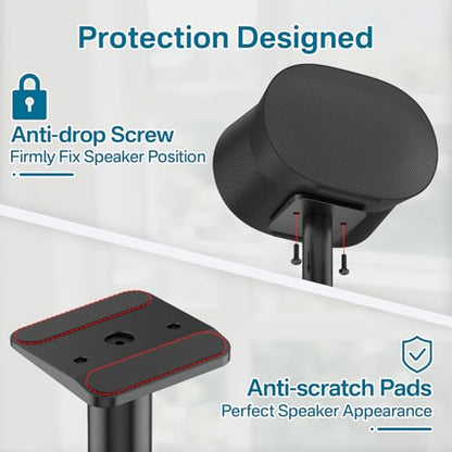 Heavy Duty Speaker Stand for Sonos Era 300 Stand, Adjustable Height 33"-42" for Sonos Era 300 Floor Stand with Cable Management Hold up to 30 Lbs for Sonos Era 300 Speaker, 1 Pack - size: Floor Stand-1 Pack