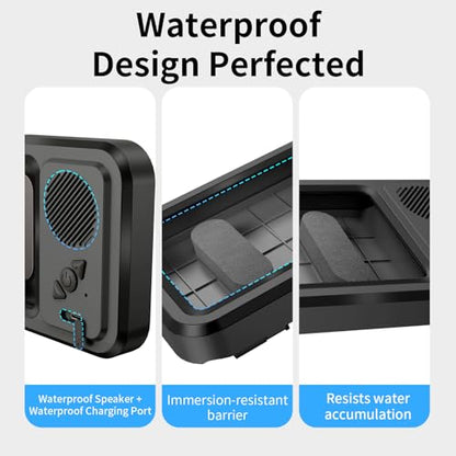 Shower Phone Holder Waterproof with Speaker Hole,360° Rotation Shower Phone Case Holder,Anti Fog Phone Stand Mount for Bathroom Bathtub Kitchen Wall Mirror,for 4-7" iPhone 17 S25 Ultra(Black) - color: Black
