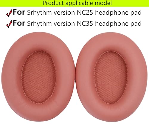 Replacement Ear Pads Compatible with Srhythm Version NC35 Pink | Also suitable for Srhythm version NC25 Headphone Memory foam/protein leather ear pads and earmuffs - color: Pink