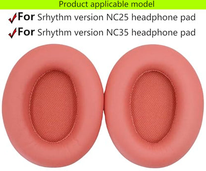 Replacement Ear Pads Compatible with Srhythm Version NC35 Pink | Also suitable for Srhythm version NC25 Headphone Memory foam/protein leather ear pads and earmuffs - color: Pink