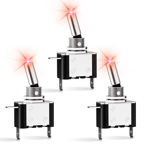 Nilight 3PCS Red LED Toggle Switch 12V 20A 3 Pin 2 Position ON Off SPS - color: 3PCS LED Switch Red