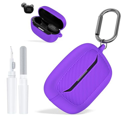 OAJ Soft Silicone Protective Case Cover for JBL Endurance Race 2, Front LED Visible, Compatible with JBL Endurance Race 2 Charging Case with Carabiner & Cleaner kit(Purple) - color: Purple