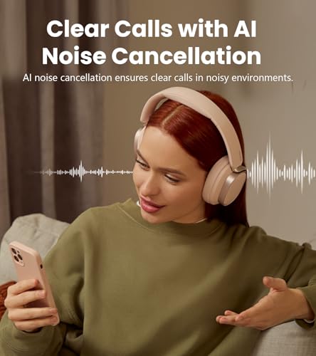 Edifier ES850NB Active Noise Cancelling Over-Ear Headphones, Pink | 92H Playtime, Wired & Wireless Hi-Res Audio, Fast Charging, Clear Calls for Home Office Travel - color: Pink