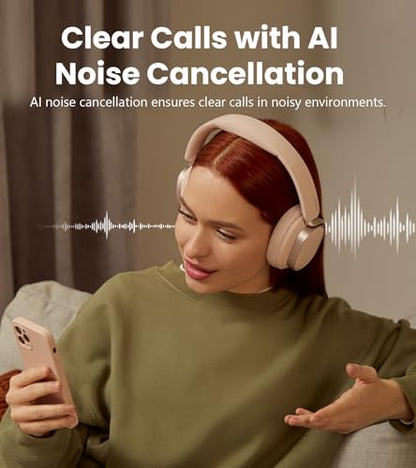 Edifier ES850NB Active Noise Cancelling Over-Ear Headphones, Pink | 92H Playtime, Wired & Wireless Hi-Res Audio, Fast Charging, Clear Calls for Home Office Travel - color: Pink