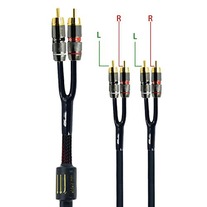 Arklove 10ft Shielded RCA Plug Splitter Stereo Audio Video Cable 2 Male to 4 Male Dual Speaker Y Adapter Connector Extension Cord 24k Gold Plated 1 Input 2 Output - size: 10ft, style: 2male to 4male