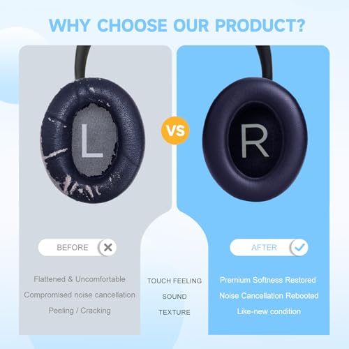 Replacement Ear Pads for Bose 700 Noise Cancelling (NC) Headphones, NC700 Earpads Cushions with Softer Protein Leather, Plush Acoustic Memory Foam, Enhanced Durability