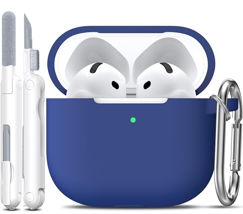 for AirPods 4th Case Cover with Cleaner Kit, Soft Skin Silicone Case Cover with Keychain, Full Protective Case for Men and Women, Compatible with Apple Latest AirPods 4 Case 2024, Royal Blue - color: C Royal Blue
