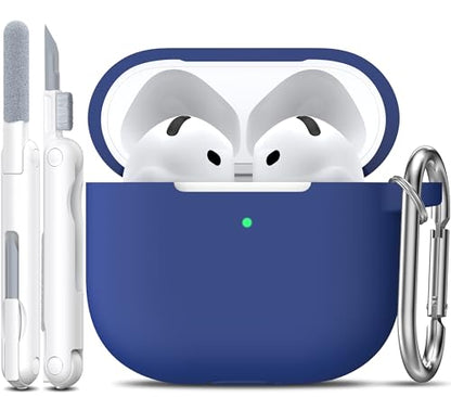 for AirPods 4th Case Cover with Cleaner Kit, Soft Skin Silicone Case Cover with Keychain, Full Protective Case for Men and Women, Compatible with Apple Latest AirPods 4 Case 2024, Royal Blue - color: C Royal Blue