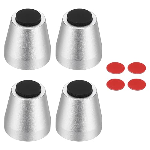 MECCANIXITY 4Pcs Speaker Isolation Pad Feet, 15x15mm Shockproof Aluminum Alloy Vibration Isolation Speaker Shock Base Pad Cone Base with Double-Sided Adhesive for Audio Equipment, Silver - color: Silver, size: 15x15mm