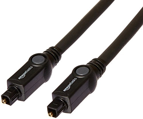 Amazon Basics Toslink Digital Optical Audio Fiber Optic Cable, CL3 Rated, Multi-Channel, for Sound Bar, Audio System, Home Theatre, Gold-Plated Connectors, 15 Foot, Black
