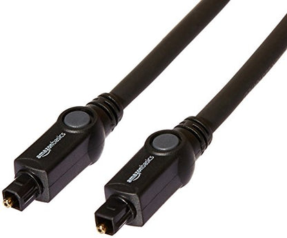 Amazon Basics Toslink Digital Optical Audio Fiber Optic Cable, CL3 Rated, Multi-Channel, for Sound Bar, Audio System, Home Theatre, Gold-Plated Connectors, 15 Foot, Black