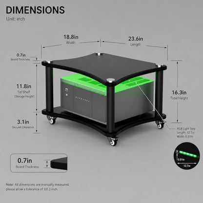 2-Tier AV Media Stand with Wheels,LED HiFi Audio Rack for Stereo Equipment | Large Storage Open-Air Cooling Easy Mobility Fits Amplifiers, Receivers, Game Consoles and DVD Players