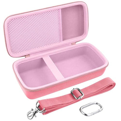 co2CREA Hard and Silicone Travel Case for Bose SoundLink Flex 2/1,Pink | 2nd Gen Compatibility, Dual-Layer Protection, EVA Hard Shell, Silicone Cover, Adjustable Shoulder Strap, Aluminum Carabiner - color: Pink Case
