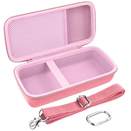 co2CREA Hard and Silicone Travel Case for Bose SoundLink Flex 2/1,Pink | 2nd Gen Compatibility, Dual-Layer Protection, EVA Hard Shell, Silicone Cover, Adjustable Shoulder Strap, Aluminum Carabiner - color: Pink Case