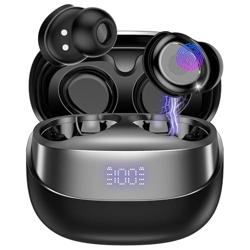 Sleep Earbuds Bluetooth 5.4 in Ear Light-Weight Headphones, Mini Sleep Headphones Small Design for Side Sleepers, 47H Playtime with Charging Case, Deep Black