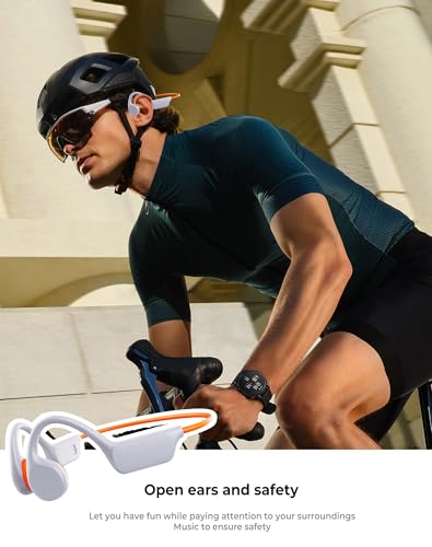 Atopskins Swimming Waterproof Bone Conduction Headphones Bluetooth 5.3 lPX8 Underwater Waterproof Headphones for Swimming with 32GB MP3 Player Built in Earbuds for Sport Running Cycling Gym (White)