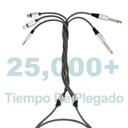6.56FT 3-in-1 i Phone to 1/4 inch Audio Cable for Amplifier, Speaker | MFi Certified USBC to Dual 1/4, 1/4 inch to USB C and A pple, USB C to 1/4 TS Audio Stereo Cable(L-ightning Compatible) - size: 6.56FT, style: TS