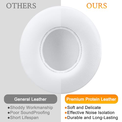 SoloWIT Earpads for Beats Solo 3 & Solo 2 On-Ear Headphones - White | Do Not Fit Beats (Studio Over-Ear, Solo HD, Solo 4) - color: White