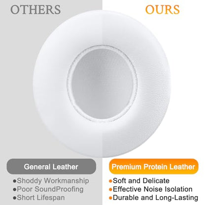 SoloWIT Earpads for Beats Solo 3 & Solo 2 On-Ear Headphones - White | Do Not Fit Beats (Studio Over-Ear, Solo HD, Solo 4) - color: White