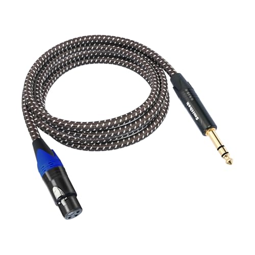 Smithok 1/4 to XLR Cable,Heavy Duty Nylon Braided,Gold Plated Plug,Balanced 1/4" TRS (Quarter Inch 6.35mm) to 3pin XLR Female Patch Cable, Microphone Cable, for Speaker,Mixer-10ft(3M) - size: 1 Pack 10.0 ft