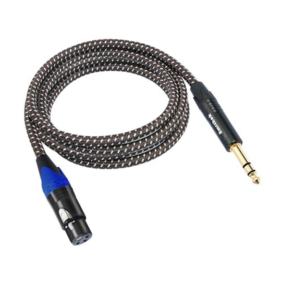 Smithok 1/4 to XLR Cable,Heavy Duty Nylon Braided,Gold Plated Plug,Balanced 1/4" TRS (Quarter Inch 6.35mm) to 3pin XLR Female Patch Cable, Microphone Cable, for Speaker,Mixer-10ft(3M) - size: 1 Pack 10.0 ft
