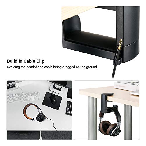 Gaming Headphone Stand Hanger Hook for Desk, Headset Holder Mount with 360° Rotating & Cable Clip Design, Universal Stand Clip for PC HyperX Gaming Headset AKG Beats Sony Sennheiser Music Headphones