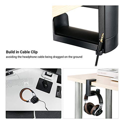 Gaming Headphone Stand Hanger Hook for Desk, Headset Holder Mount with 360° Rotating & Cable Clip Design, Universal Stand Clip for PC HyperX Gaming Headset AKG Beats Sony Sennheiser Music Headphones