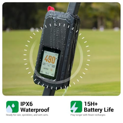 Dprofy Magnetic Golf Speaker, GPS Speaker with Touchscreen Display, 43000+ Courses, Visual & Audible Distances,IPX6 Waterproof,15+Hour Battery, Adjustable Screen Color, Hazard Detection (GPS Speaker) - style: GPS speaker