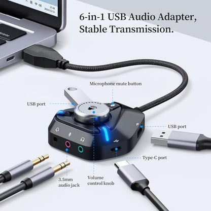 USB Sound Card Type-C External Amplifier