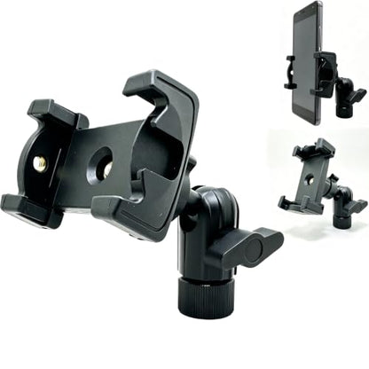 360° Swivel Adjust Smartphone Holder with 5/8" Tripod Microphone Stand Adapter for All Smartphone up to 3.6 inch Wide (iPhone 18 17 Air 16 15 Pro Max Plus Galaxy S25 S26 Flip)