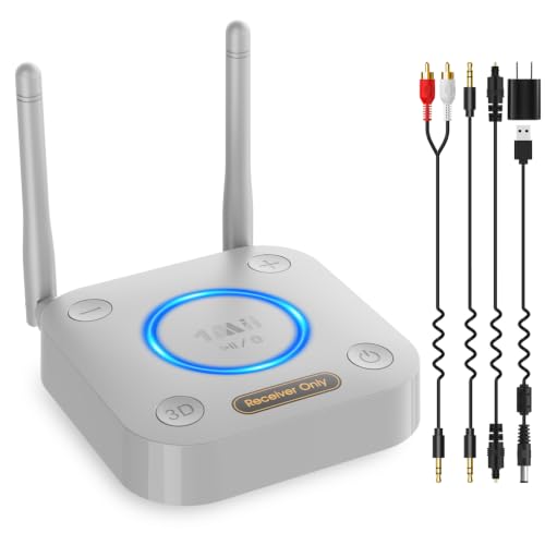 1Mii B06Pro Bluetooth 5.3 Receiver for Home Stereo, Hi-Fi Audio Adapter | Long Range, aptX HD Low Latency, AUX RCA Optical Coaxial, Wireless Music Streaming from Your Phone to Old Stereo Systems - color: B06Pro Grey