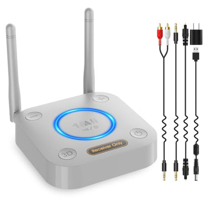1Mii B06Pro Bluetooth 5.3 Receiver for Home Stereo, Hi-Fi Audio Adapter | Long Range, aptX HD Low Latency, AUX RCA Optical Coaxial, Wireless Music Streaming from Your Phone to Old Stereo Systems - color: B06Pro Grey
