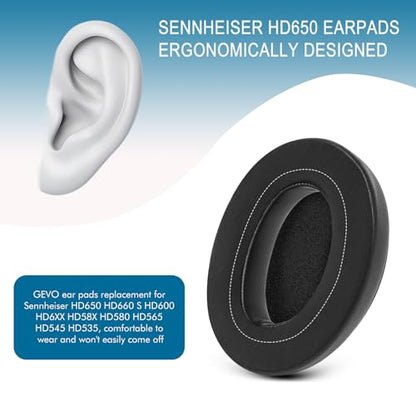 GEVO Earpads for Sennheiser HD650/HD600/HD660S/HD545/HD525/HD535 Headphones, Velour Ear Pads Cushions Replacement for Massdrop X HD6XX/HD58X and HD580/HD565 Jubilee Headset (Cooling-Gel Black) - color: Cooling-Gel Black