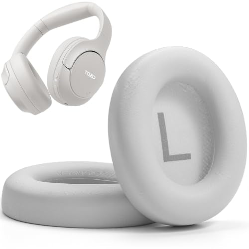 TOZO HT3 HT2 Replacement Earpads Cushion, Softer Protein Leather Ear Cover Waterproof for Comfortable Fit with Dustproof Mesh, Sound-Isolation Foam White - color: White