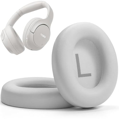 TOZO HT3 HT2 Replacement Earpads Cushion, Softer Protein Leather Ear Cover Waterproof for Comfortable Fit with Dustproof Mesh, Sound-Isolation Foam White - color: White