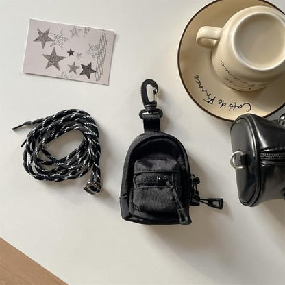 Mini Backpack Case for AirPods 4 2024 AirPods Pro 3,Purse Coin Wallet Keychain Pouch with Detachable Adjustable Long Lanyard & Lock, Multi-Functional Cable Organizer Travel Pouch for Women - color: Black Backpack