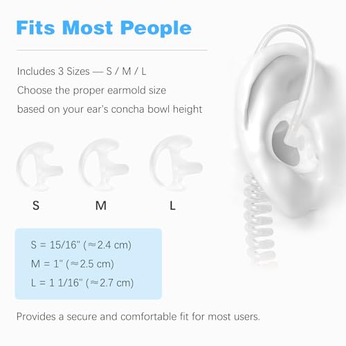 8-Pair Two Way Radio Ear Mold Replacement Soft, Pro-Grade Covert Surveillance Earbud, Silicon Earmold Earplug Compatible with Acoustic Coil Tube Earpiece(16pcs) - color: White