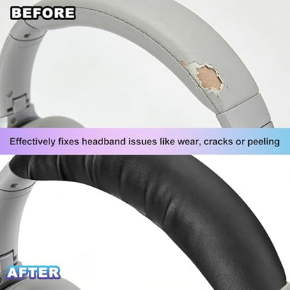 4 Pcs Replacement Headphone Headband Cover(Fits 1.8 Inch) - Universal Leather Headband Cover Cushion Protector for Large Sized Most Headsets, Black - size: 1.8"