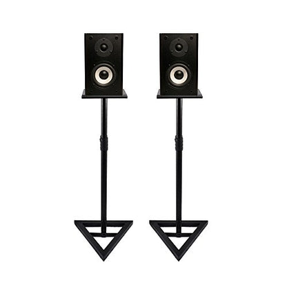 Pyle Universal Monitor Speaker Stands - Heavy Duty Studio Speakers Holder 9” Metal Square Platform 26” - 52” Telescopic Height Adjustment & Three-Point Triangle Base Plate w/ Floor Spikes - AZPSTND35