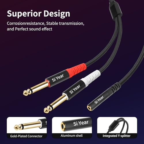 3.5mm to Dual 1/4 TS Stereo Breakout Cable,1/8 inch to 1/4 inch Mono Y Splitter Audio Cord Adapter (30cm/2Pack) - color: 3.5F-2X6.35-2PACK