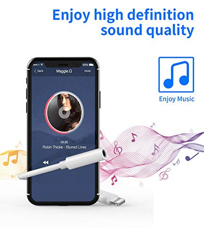 for iPhone AUX Adapter for Headphone Dongle Jack(2pack) Lightning to 3.5mm Splitter Cable MFI Certified Audio Cord Adaptador para Music Earphone Earbud Converter for 13 12 11Pro Mini for iPad