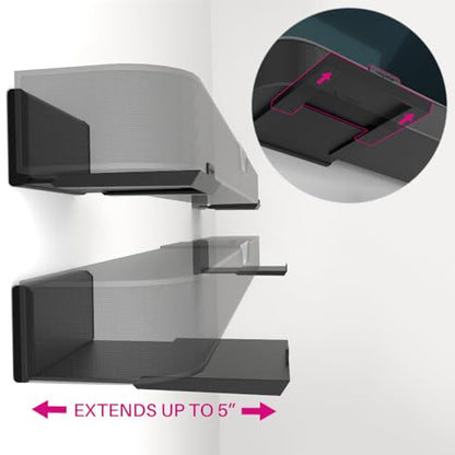 HangSmart TV Soundbar Mount NO Stud & NO Drill Easy Install, DIY Universal Sound Bar Wall Mount Bracket, Holds up to 50LBS, Adjustable fits Most Soundbars. (Black) - color: Black, size: 1 Pack