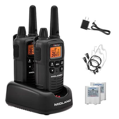 Midland LXT600BB FRS Business Walkie Talkies - Long Range 36-Channel Two-Way Radios with Headsets and Charging Base, NOAA Weather Alerts(2-Pack, Black) | Long Range 36-Channel Two-Way Radios with Headsets and Charging Base, NOAA Weather Alerts - style: 2-