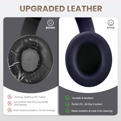 Studio Pro Headphone Ear Pads, Replacement Earpads/Cushions for Beats Studio Pro, with Premium Protein Leather, Resilient Memory Foam, Added Thickness - color: Navy