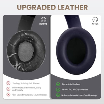Studio Pro Headphone Ear Pads, Replacement Earpads/Cushions for Beats Studio Pro, with Premium Protein Leather, Resilient Memory Foam, Added Thickness - color: Navy