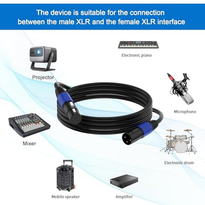 6 Pack, 25 FT XLR Male to XLR Female Cable Professional Balanced Microphone Lead Male to Female Cables, Extension Mic Cable Cord (6 Pack, 25 FT) - size: 25 FT, style: Black 6 Pack