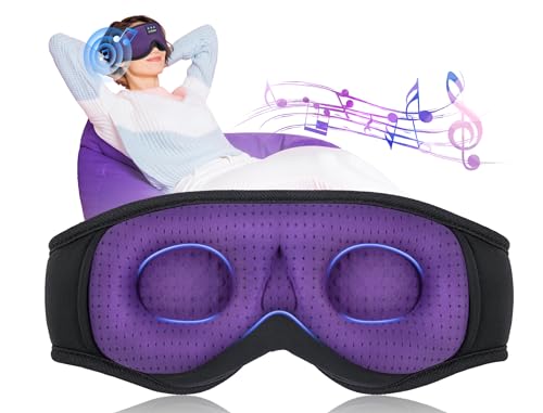 LC-dolida Sleep Headphones, Sleep Mask Bluetooth Wireless Music Eye Mask, Sleeping Headphones for Side Sleepers Sleep Mask with Bluetooth Headphones Ultra-Thin Stereo Speakers Perfect for Sleeping - color: Elegant Purple