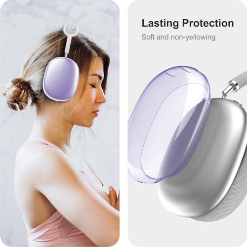 MOLOPPO Transparent Purple Case for AirPods Max 2/1 | Soft TPU, Protective, Anti-Scratch, Slim Fit Design, Multi-Gen, USB-C, Lightning - color: C-Transparent Purple