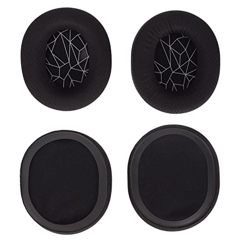Replacement Ear Cushion Pads with Memory Foam Protein Leather for 3 5 7 Pro ATH M40X M50X MDR 7506 Cloud 2 Black V2 (Black Ear Pads with White Silk Screen) - color: Black ear pads with white silk screen